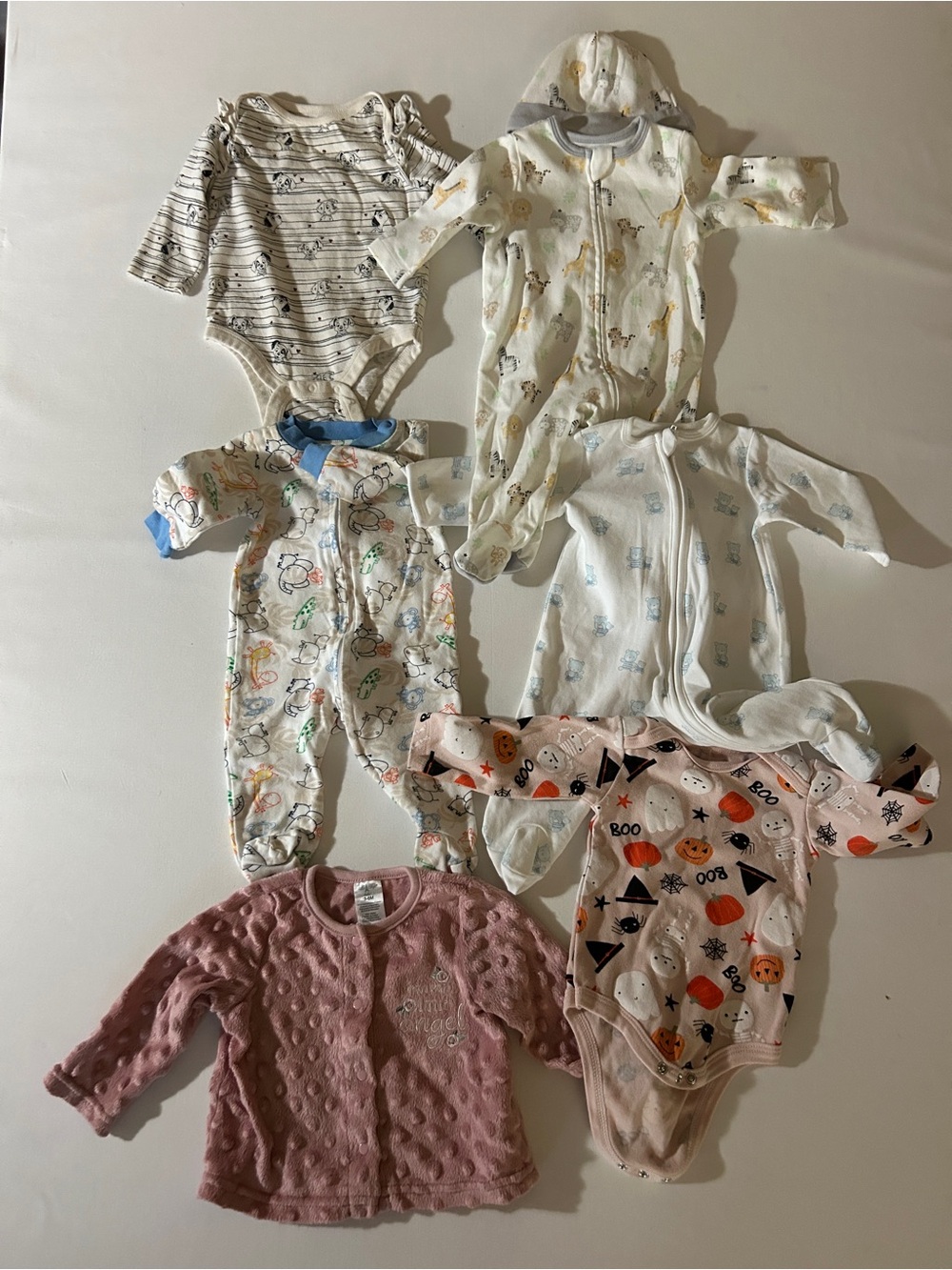 Assorted Kids One-Piece and Cardigan Set - Pink, White, Cream, Blue, Gray